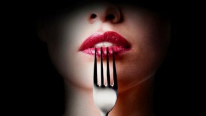donker eten vrouw
