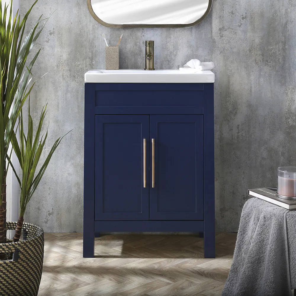 Wastafelmeubel met Wastafel 60cm Klassiek Marineblauw | Keuze Ontwerp en Afwerking Meubelgrepen | Warwick