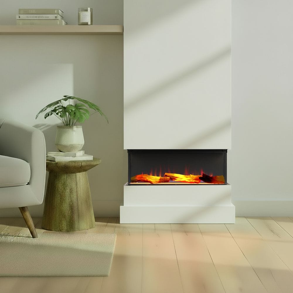 Elektrische cinewall haard met realistisch vlammenspel en kunsthoutblokken