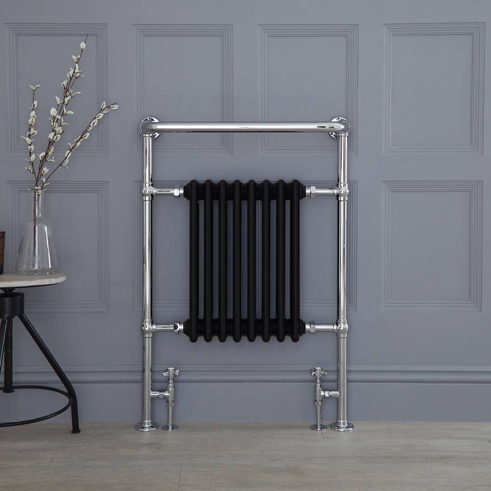 Radiador Toallero Tradicional - Negro - 960mm x 675mm (con Barra Toallero Superior) - Elizabeth